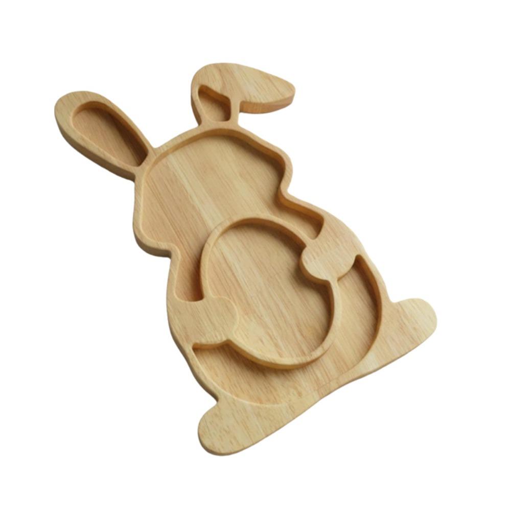 Wooden Easter Egg Shape Tray Cartoon with Compartments Food Display Plate Decorative Durable Bunny Snack Serving Tray Jewelry