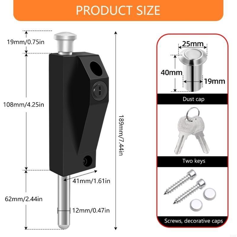 Aluminum Alloy Framed Door Lock Thickened Vertical Barrel Bolt Latches Antitheft Glass Door Lock for Home Commercial