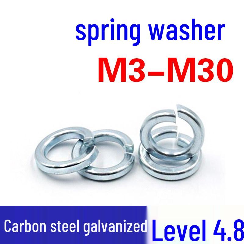Electroplated 4.8 Grade Galvanized Spring Washer: Open Split Iron Ring M4-M16 M12 - 2 kg ~220 pcs