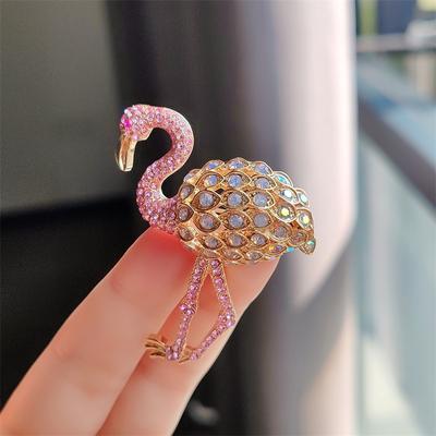 Broszka z pełnym diamentem Flamingo, stop diamentów zwierzęcy korsarz, dodatki odzieżowe moda broszka damska