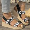 Fashion Fashion Leopard Print Wedge Sandals Women 2025 Summer Comfort Thick Sole Beach Shoes Woman Lightweight Platform Sandalias Mujer