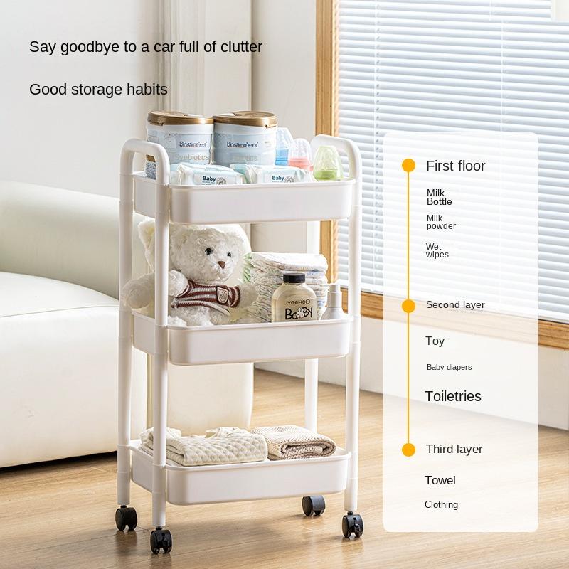5-stufiger Hochleistungs-Rollwagen aus Metall mit feststellbaren Rädern, multifunktionale Lagerregale für Küche, Wohnzimmer, Büro,