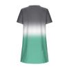 Women Fashion Casual V-neck Short Sleeve Button Gradient Print Dress