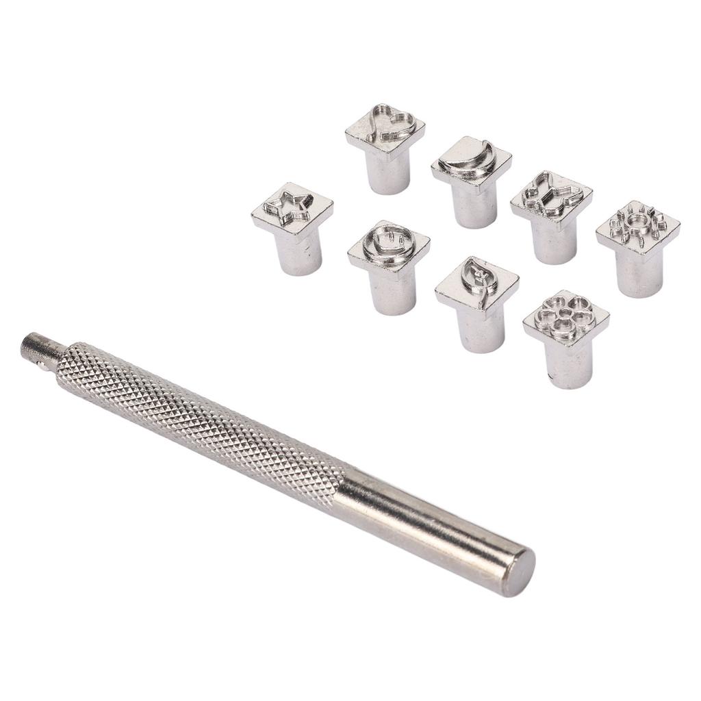 Kožené Vzorové Děrovací Sady 8 Vzorů Jasný Tisk Ergonomický Úchop Jednopólová Legovaná Ocel DIY