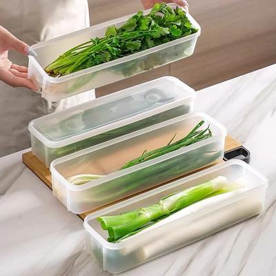 4 Pcs Long Rectangular Food Storage Containers Plastic Reusable Refrigerator Organizer Boxes Kitchen Accessories
