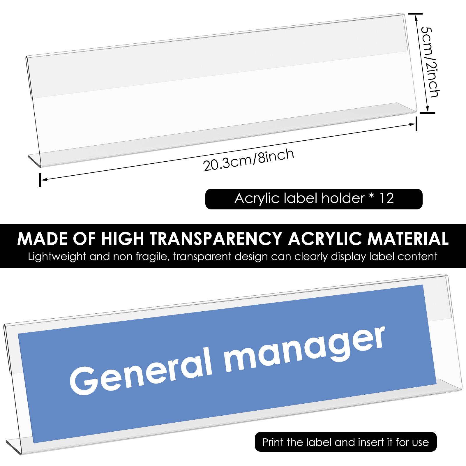 

12 шт. Держатель для настольной таблички с именем Акриловый Прозрачный Настольный Дисплей Табличка с именем Горизонтальный Наклон Подставка-основа для карточки с именем для офисного стола