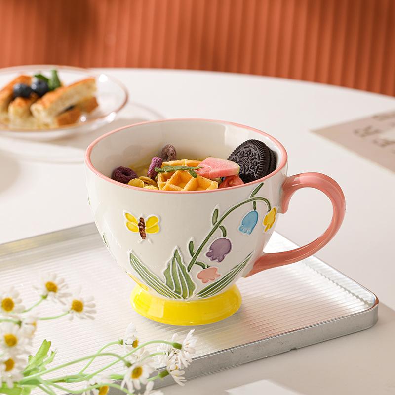 Ceramic High Value Cup Home Large Capacity Coffee Cup Mug Water Cup Oatmeal Breakfast Cup Milk Cup