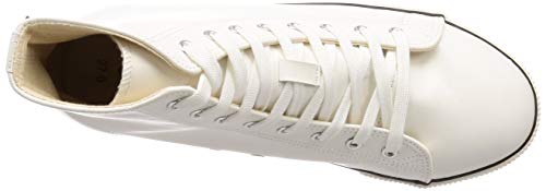 Fukuyama Rubber LBS-803 Men's Casual Sneakers with Steel Toe Cap and Slip-Resistant Sole, High-Visibility, Lasting Bull, White, Size 25cm, 2E