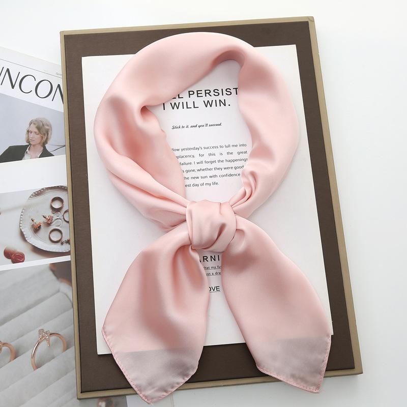 70cm Solid Color Small Square Scarf Women Trendy Versatile Neck Scarf Match Blazer Shirts Decorative Bandana