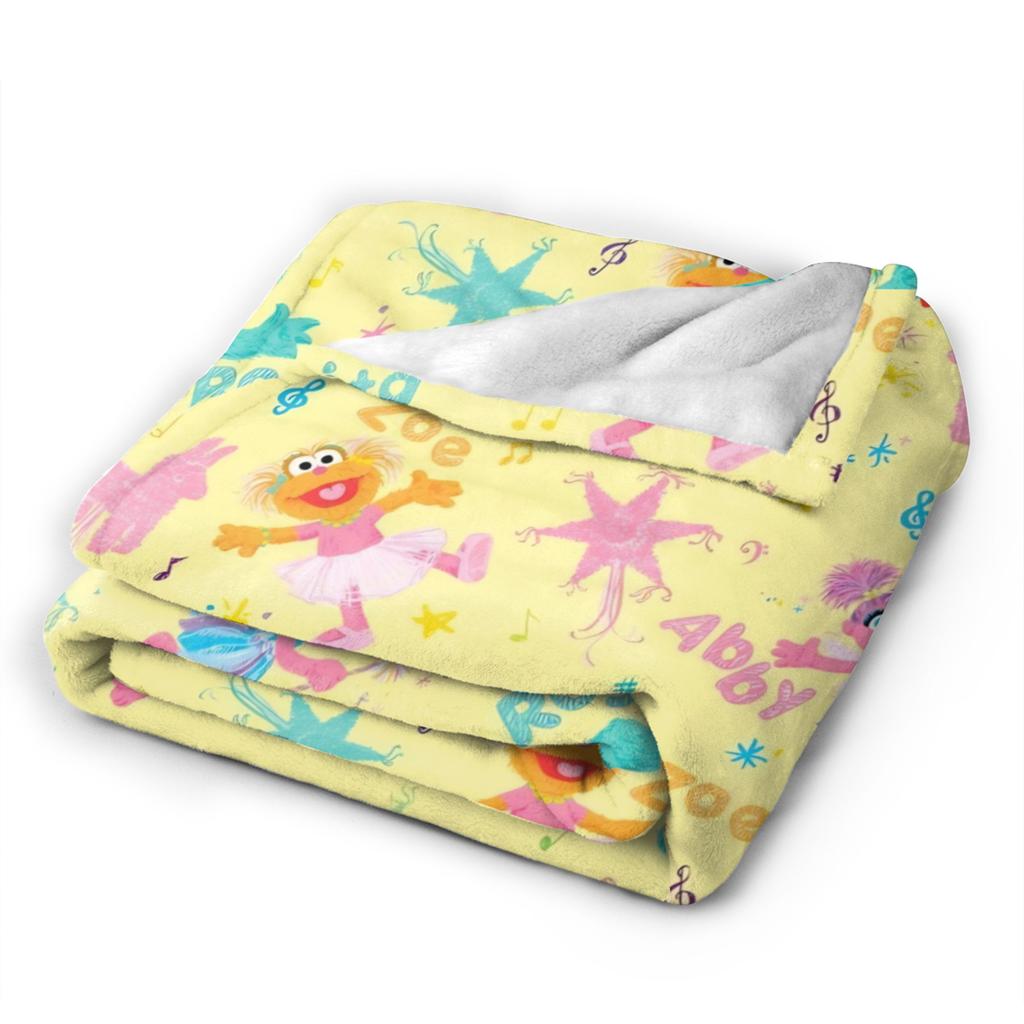Super Warm Blanket Airplane Travel Zoe and Rosita on Yellow Bedding Throws S-Sesames Streets Flannel Bedspread For Couch Bed