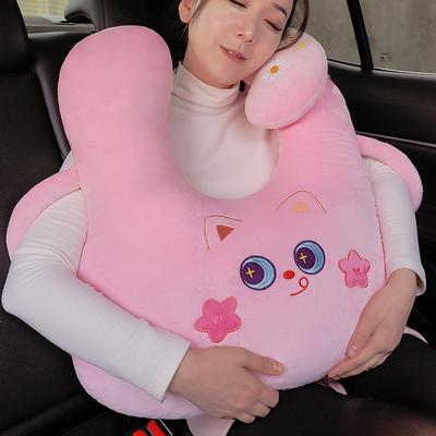 Non-Toxic 55X55Cm Cartoon Animal Car Sleeping Pillow Cute Bear Cat Dinosaur Soft Stuffed Plush Toys Neck Pillow Gifts For Car Rest Pillow