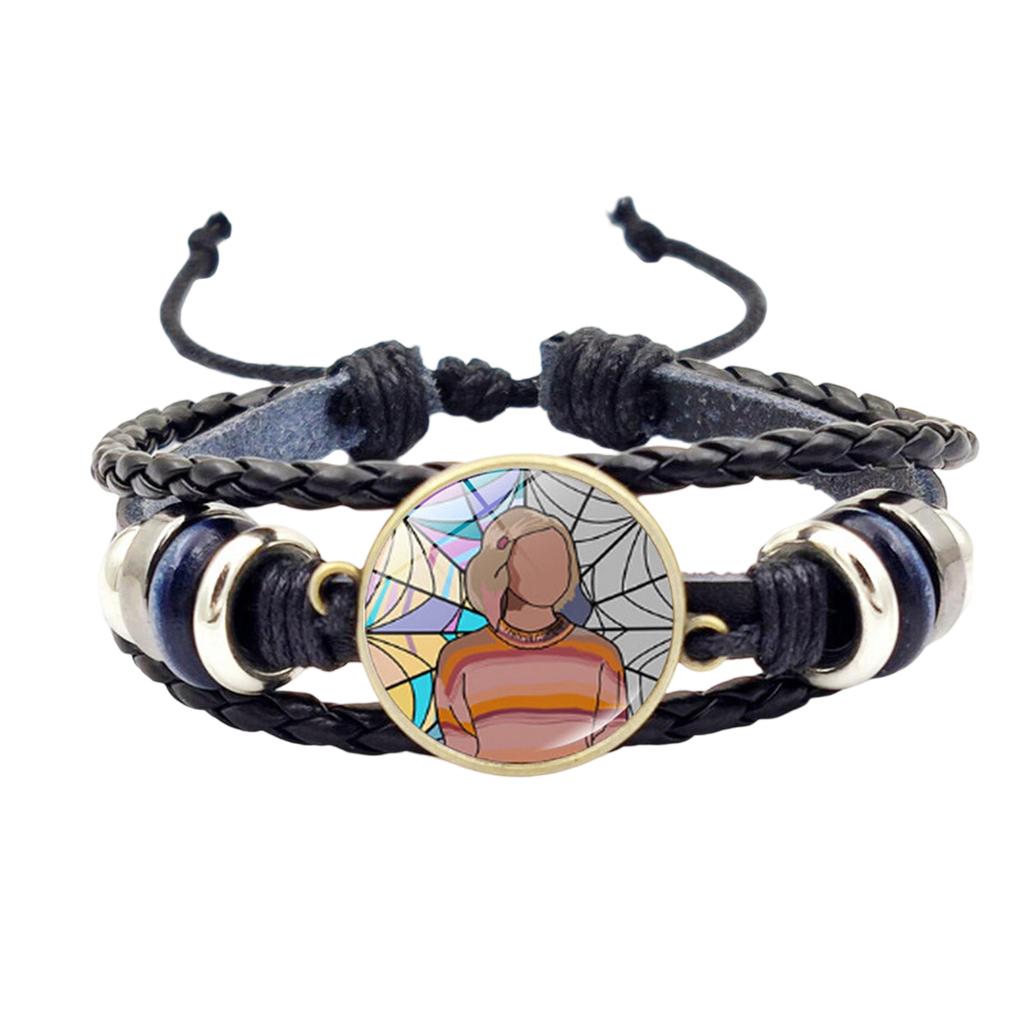 Vintage Leather Bracelets With Cartoon & Text – Adjustable Fashion Wristbands For Daily Wear, Personal Style Statement, Collection, And Gifting