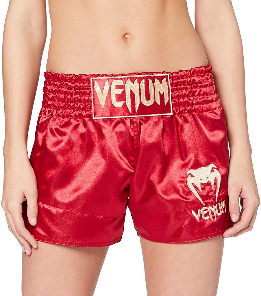 Pantaloni scurți VENUM Muay Thai Clasici (Roșu/Auriu, XL)