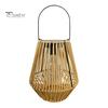 Solar Rattan Bambus Lampe med Lyssensor Automatisk PÅ/AV IP65 Vanntett Retro Stil Håndlaget dekorativ Solar Lanterne Dekor
