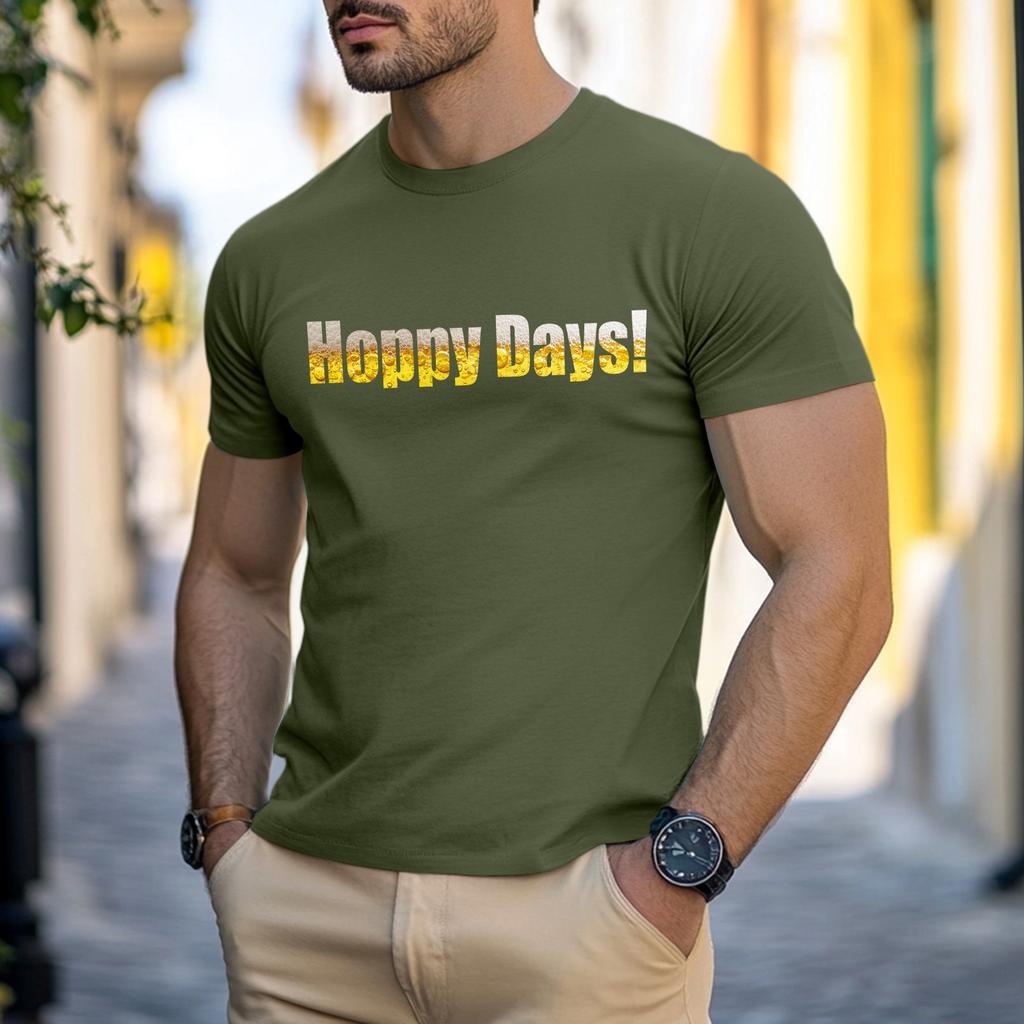 Pánské ležérní tričko s krátkým rukávem a potiskem s kulatým výstřihem