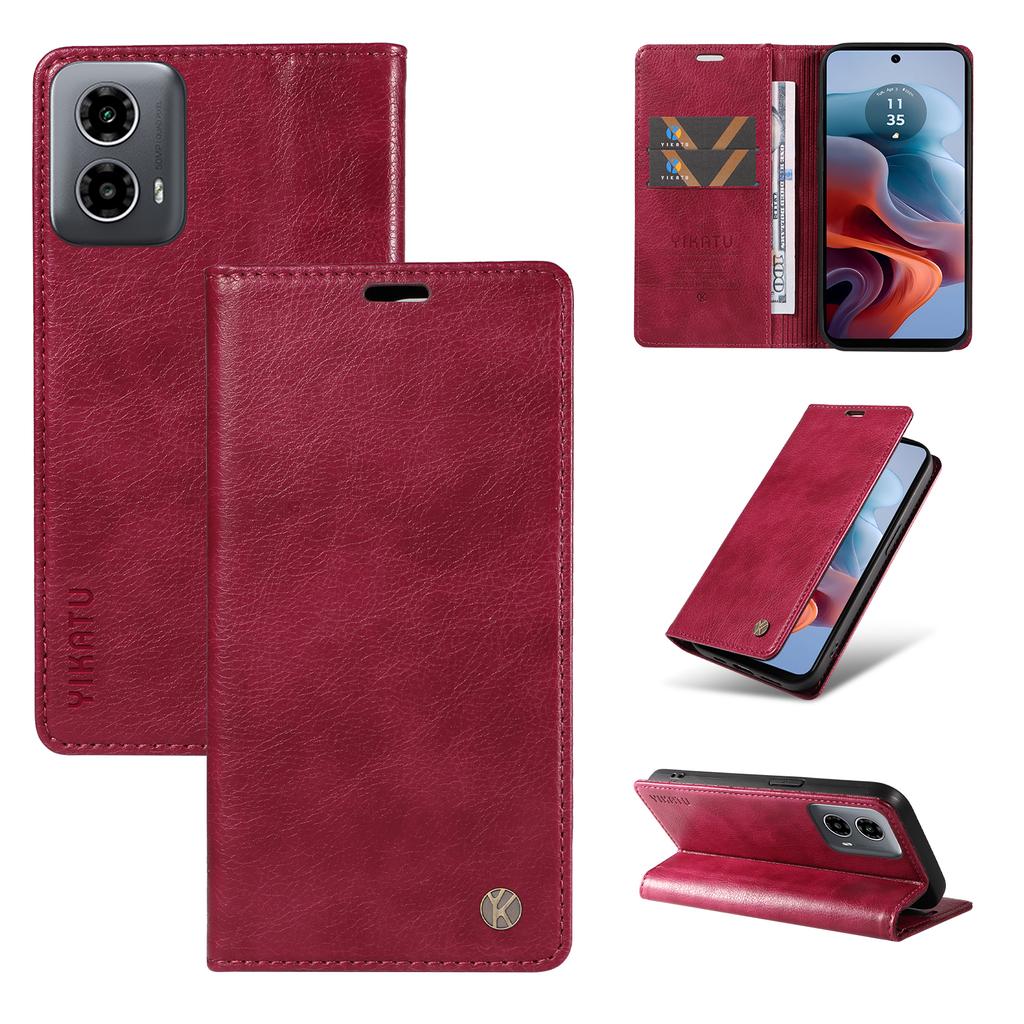 Lichee Pattern PU Leather Card Slots Wallet Phone Case for Motorola Moto G53,G14,G32,G54,G84,G34,G04,G24,G04s,E14,Edge 40,Edge 50 Fusion...