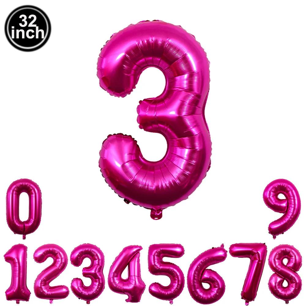 40inch Hot Pink Rose Foil Number Balloons Girls Birthday Pink Large Number Balloon Birthday Wedding Baby Shower Party Decor