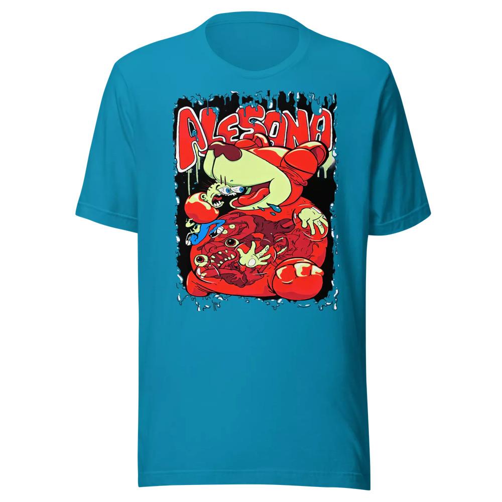 ALESANA Gummy Bear Eats Kids T-shirt Black Unisex Short Sleeve S-5Xl Shirt BO545 Unisex T-Shirt XXXL