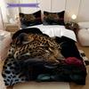 Sada povlečení s leopardím vzorem Přikrývka Povlak na přikrývku Povlak na polštář Domácí dekorace Dárek k narozeninám (1 * povlak na peřinu + 2 * povlak na polštář, bez jádra)