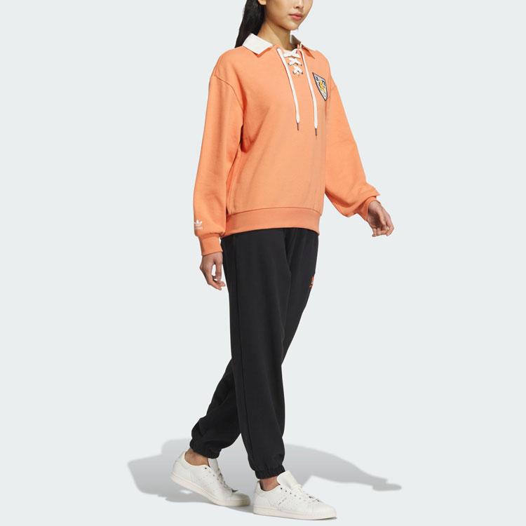 adidas Originals Trefoil Gesticktes Colorblock Polo Crew Sweatshirt Damen Oberteile Hell-Khaki-Braun IN1094