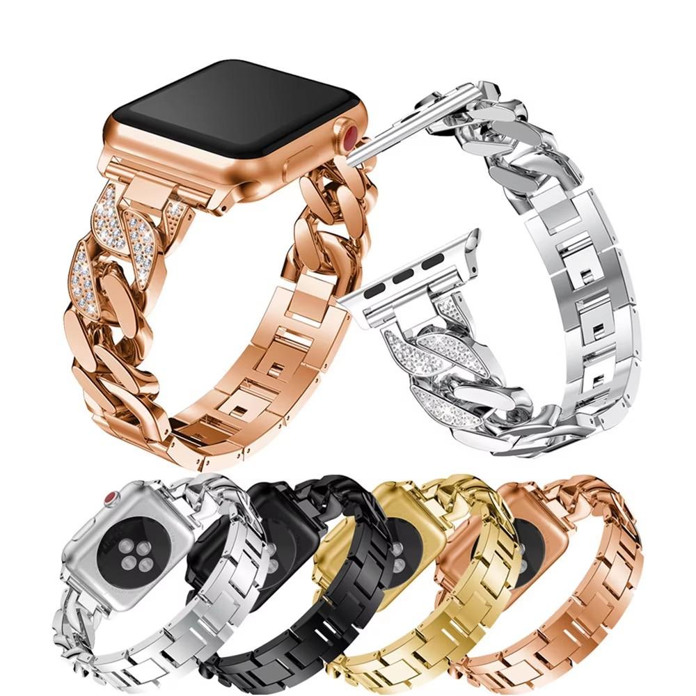 Diamond Strap For Apple Watch Band Ultra 2 49mm 45 41 42 46 38 40 44mm Link Bracelet Corre iWatch Series 10 9 8 7 6 5 4 3 SE