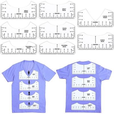 4-in-1 T-Shirt Alignment Guide: PVC Calibration Ruler for Round & V-Neck