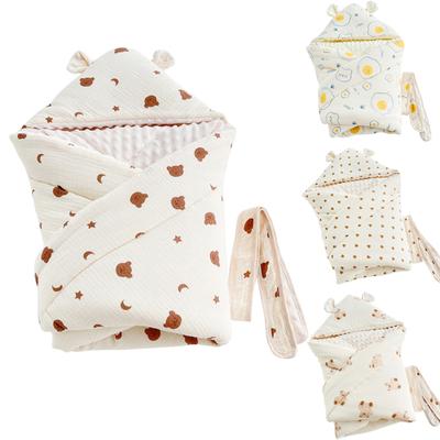 Flanella di cotone Coperta per bambini Swaddle Con cappuccio Orso del fumetto Stampa Inverno caldo Trapunta per bambini in pile Addensato Sacco a pelo neonato 2023