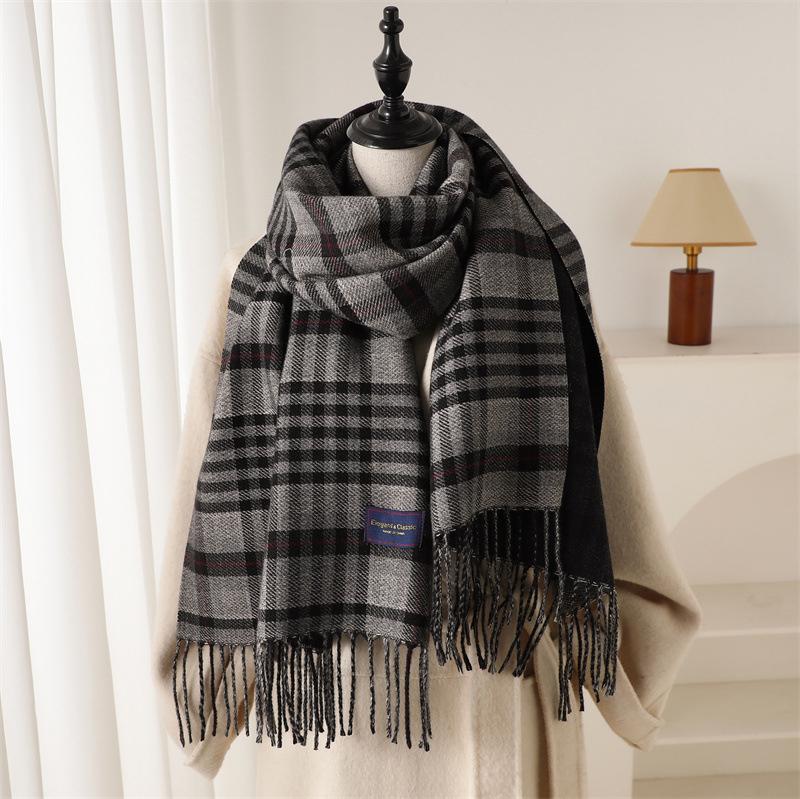 Women Classic Lattice Pashmina Scarf Winter Warm Soft Foulard Scarves Female Cashmere Shawls Wraps Foulard Echarpe Poncho Stoles