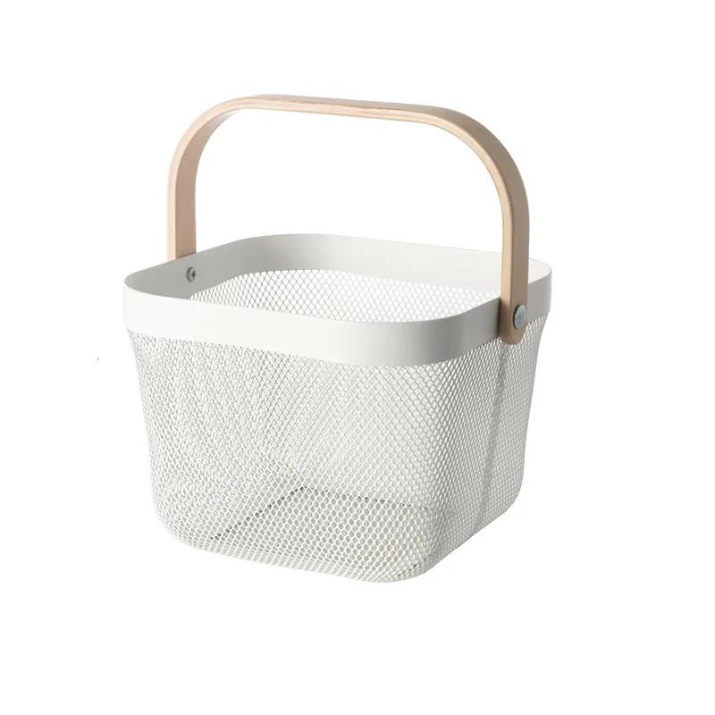 Kitchen Storage Drain Basket Portable Fruit Storage Basket Household Stainless Steel Multi Portable Shopping Camping Basket