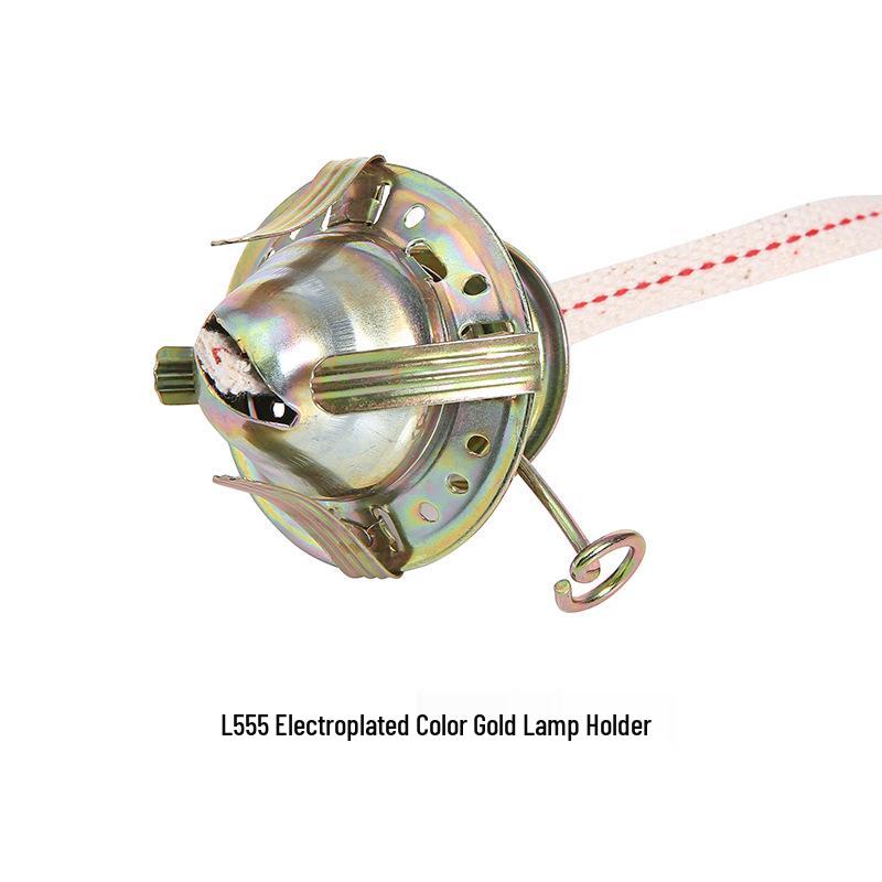 L555 Retro Lotus Kerosene Lamp Head with Metal Regulator, Glass Shade, and Wick