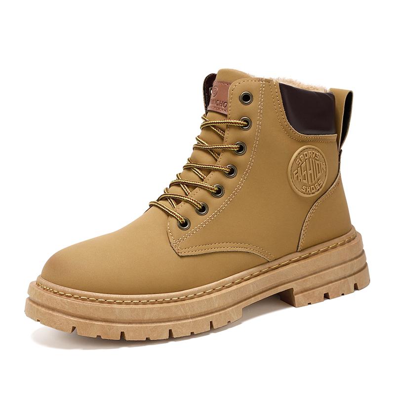 

Новая осенняя мужская обувь ботинки Высокие Модные Мотоциклетные Кожаные Ботинки Уличные повседневные удобные Ботинки мужские На шнуровке Botas 39 коричневый