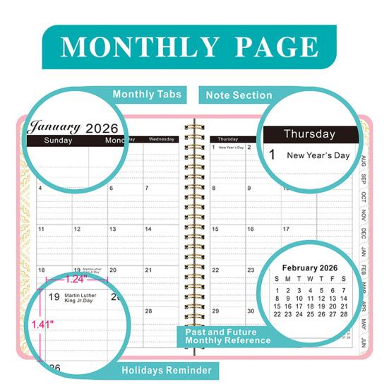 2025-2026 Planner 18-Month Daily Weekly Monthly Planner Organizer Runs Jul. 2025 - Dec.2026 Spiral Agenda Book for Office School Supplies