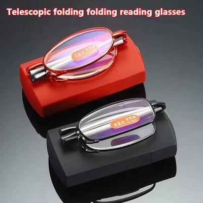 Folding Reading Glasses For Women Small Frame Metal Glasses With Original Box Portable Black Men Farsighted Glasses +1 To +4
