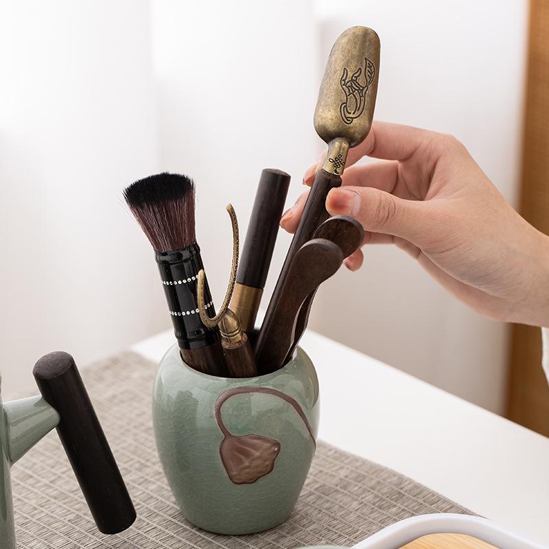 Travel tea set portable outdoor kung fu ceramic brother kiln teapot car camping travel business gifts