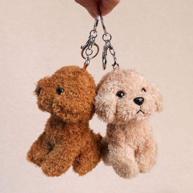 12Cm Animation Teddy Plush Keychain Plushie Animal Dog Pendant Lovely Backpack Key Ring Kawaii Puppy Doll Car Decoration Christmas Present