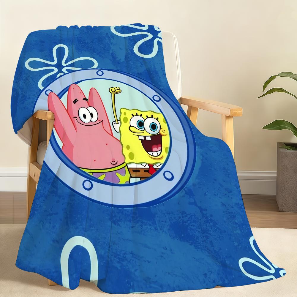 S-sponge-Bob-b cartoon Pants-s Blanket Throw Super Cosy Plush Living Room Sofa Couch Childish Birthday Gifts S-square- cute