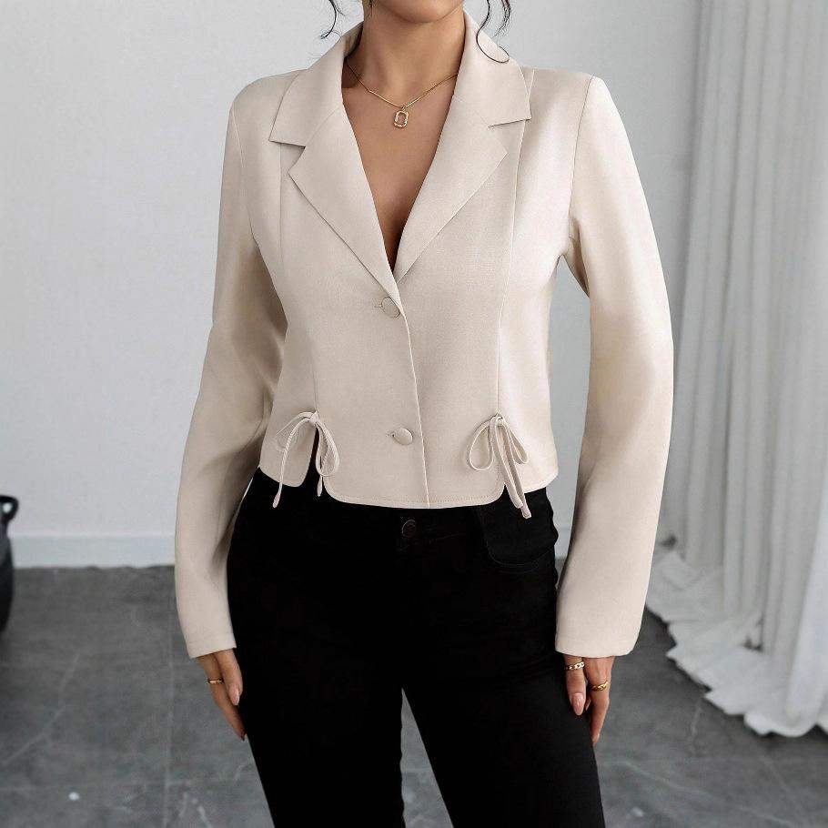 

Повседневный блейзер весенне-осенней моды, короткая куртка женская, харадзюку однотонные свободные тонкие пальто, однобортный короткий костюмный топ женский S