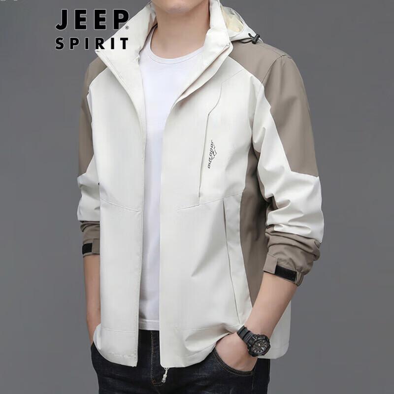JEEP SPIRIT Men's Hooded Colorblock Casual Jacket