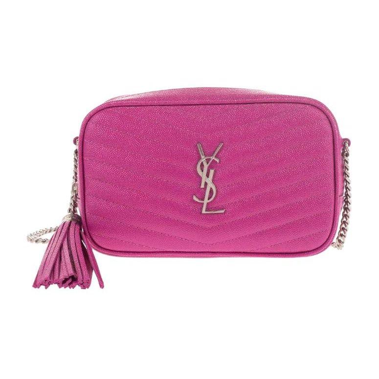 

Saint Laurent Ysl Lou Silver Logo Tassel Pendant Chain Mini Camera Bag Women Bags Purple 6125791GF06-5554 Basic Set (Bag+Dust Bag)