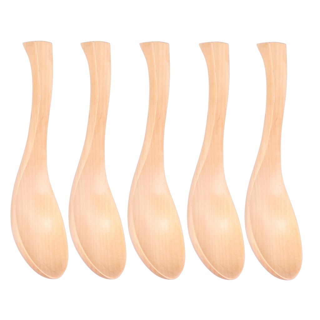 5 Stück Holzlöffel Natur Handpoliertes Geschirr Küchenhelfer für Zuhause Restaurant