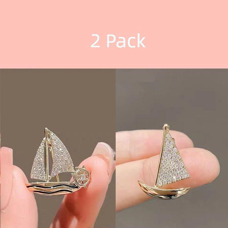 

Брошь «Гладкое плавание» Высококлассный мужской и женский элегантный значок Булавка Petitbateau Пряжка против нежелательного обнажения Корсажное украшение для делового костюма [Rudder + full drill] smooth sailing