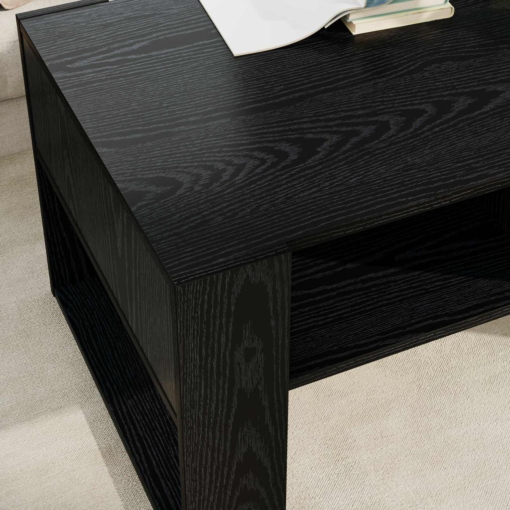 Coffee Table Black Oak Look 92 X 53 X 45 Cm Engineered Wood