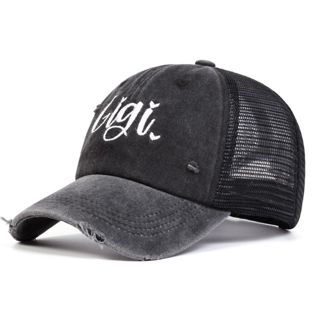 Fashion Washed Cotton Mimi Gigi Embroidery Caps Adjustable Breathable Trucker Hat Vintage Casual Sport Visors Cap