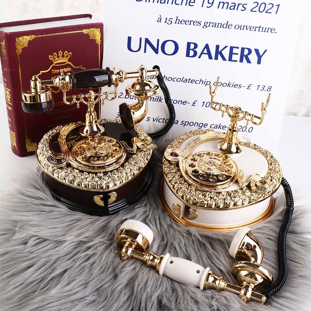 Light Luxury Dial Telephone Miniatures Classic Style Telephone Music Box Retro   Birthday Gift
