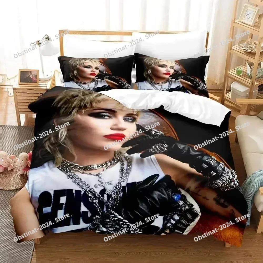 Singer Miley Cyrus Bedding Set Duvet Cover Bed Set Quilt Cover Pillowcase Comforter king Queen Size Boys Adult Bedding Set