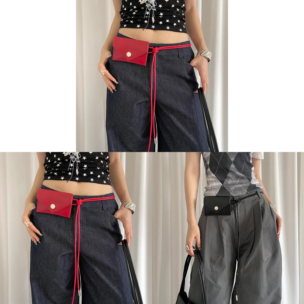 Vintage Red Pu Leather Waist Belt With Automatic Buckle For Women Dress Jeans Accessory
