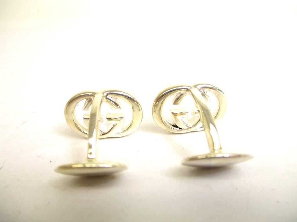 Authentische GUCCI ineinandergreifende G Starling Silber Ag925 Manschettenknöpfe Manschetten #9965 Überholt