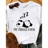 Maycaur Summer Women T Shirt Loose Tops Cute Panda Heart Print Short Sleeve FeUnisex Loose Casual Tshirt Ladies Top Tee Y2K Top