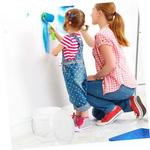 Housoutil Paint Bucket, Round Bucket with Lid, Convenient Handle, Lightweight for Art Pigment Storage