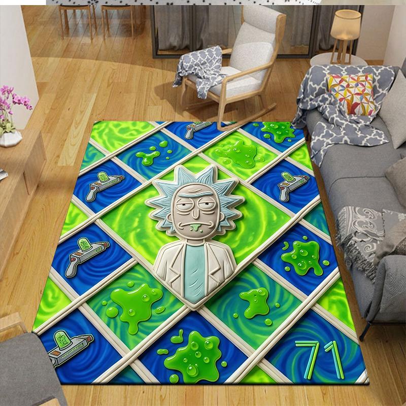 Rick Home Sofa Decoration for Living Room & Bedroom, Non‑Slip Play Flannel Floor Mat for Game Room